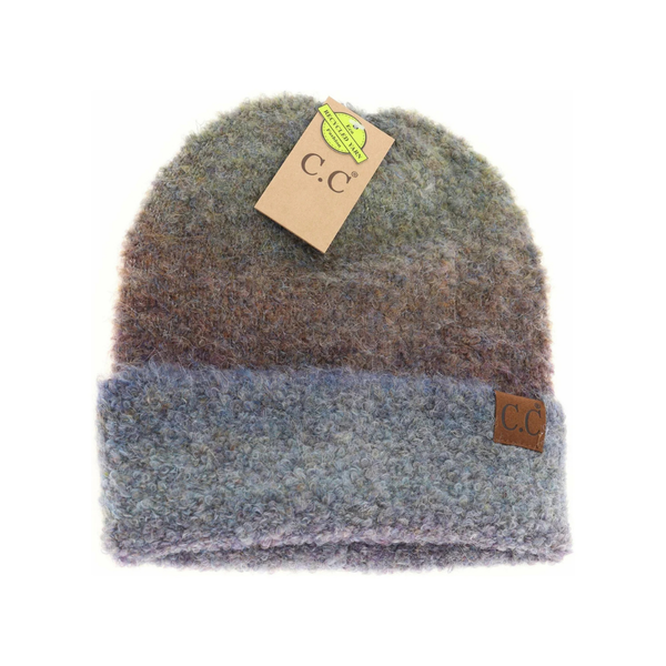C.C Multi-Colored Slouchy Mohair Cuffed Beanie