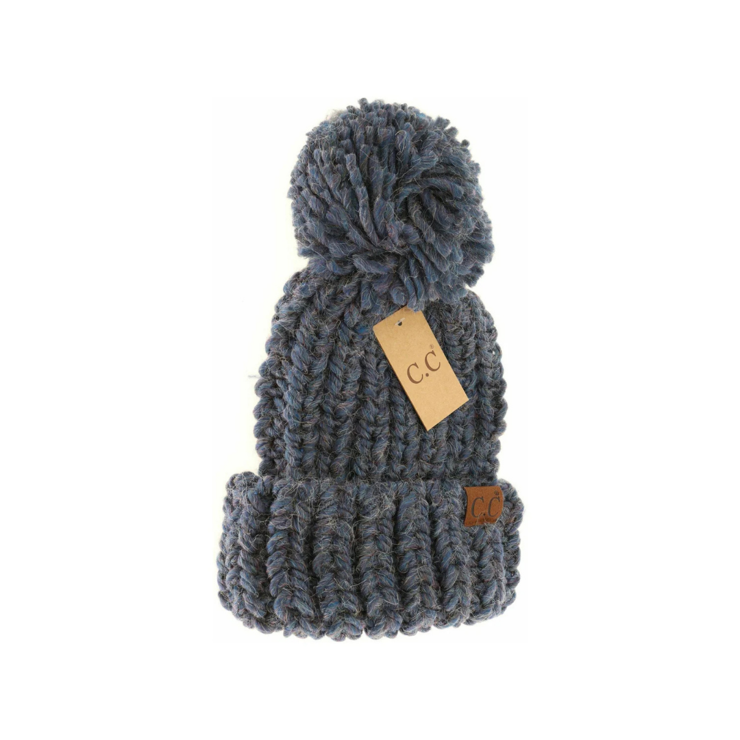 C.C Chunky Knit Yarn Pom Beanie