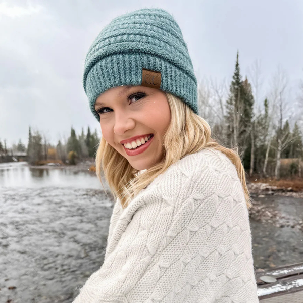 C.C Fuzzy Lined Mixed Soft Yarn Beanie