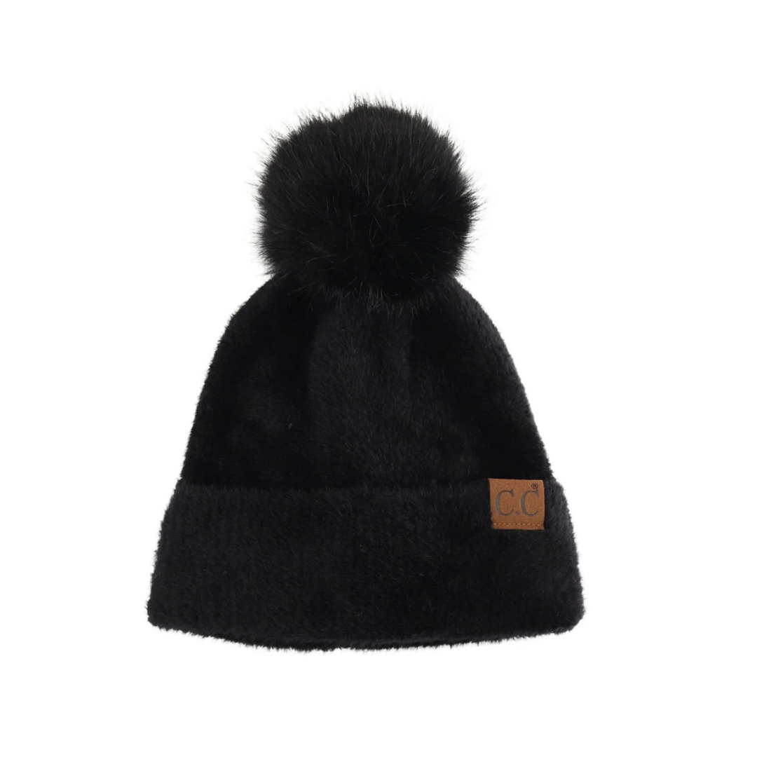 C.C Plush Chenille Pom Beanie