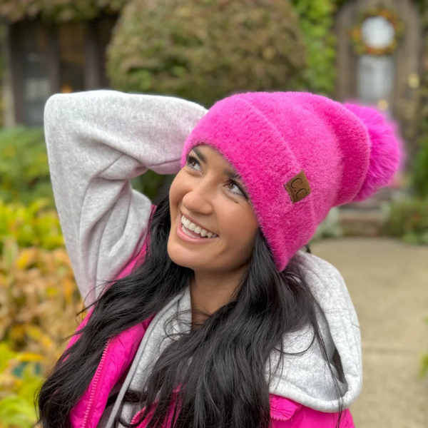 C.C Plush Chenille Pom Beanie