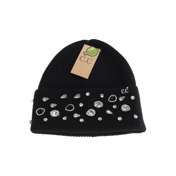 C.C Rhinestone Charm Cuff Beanie