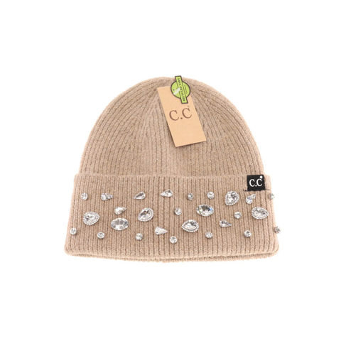 C.C Rhinestone Charm Cuff Beanie
