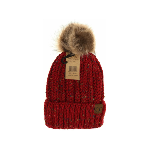 C.C Fuzzy Lined Fur Pom Beanie