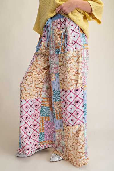 Riptide Patchwork Print Wide Leg Pant