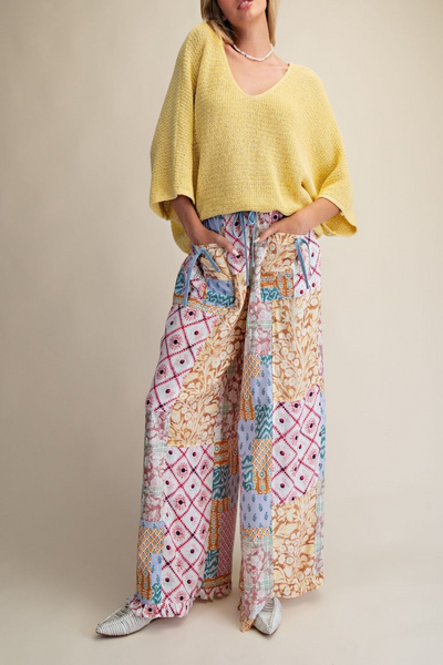 Riptide Patchwork Print Wide Leg Pant