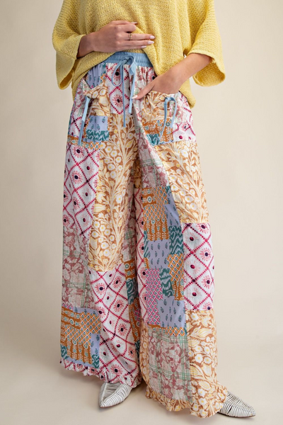 Riptide Patchwork Print Wide Leg Pant