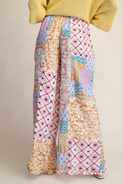 Riptide Patchwork Print Wide Leg Pant