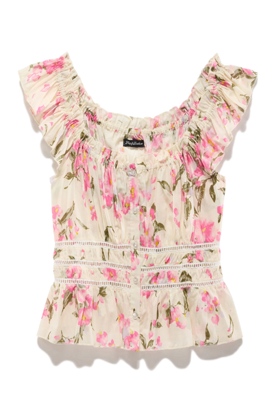 Elena Ruched Flutter Sleeve Blouse