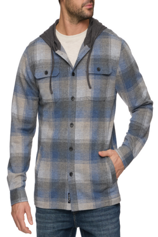 Flag & Anthem Poston Hero Hooded Knit Flannel Shirt Jacket