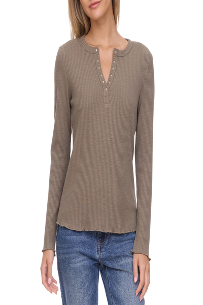Arcadia LS Studded Rib Knit Top