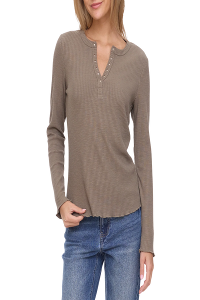 Arcadia LS Studded Rib Knit Top