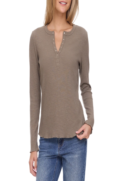 Arcadia LS Studded Rib Knit Top