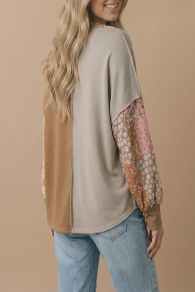 Evermore Floral Patchwork Pullover Top
