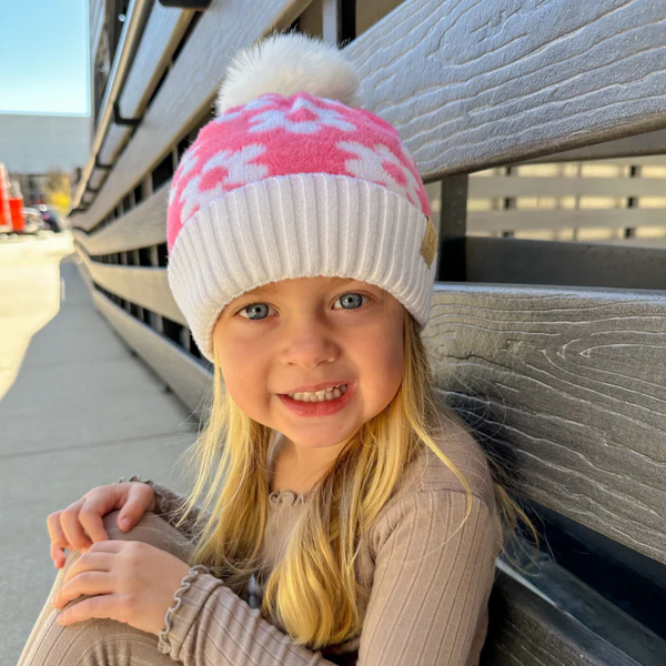 C.C Kids Daisy Faux Fur Pom Beanie