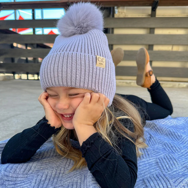 C.C Kids Ear Flap Pom Beanie