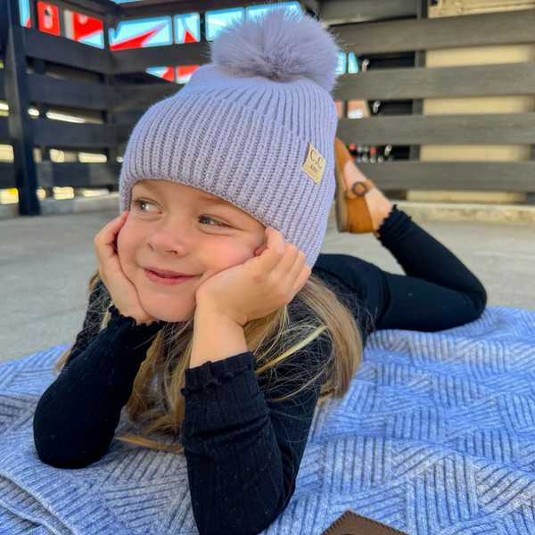 C.C Kids Ear Flap Pom Beanie