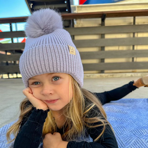 C.C Kids Ear Flap Pom Beanie