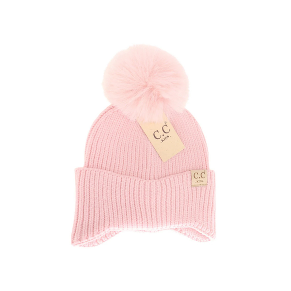 C.C Kids Ear Flap Pom Beanie
