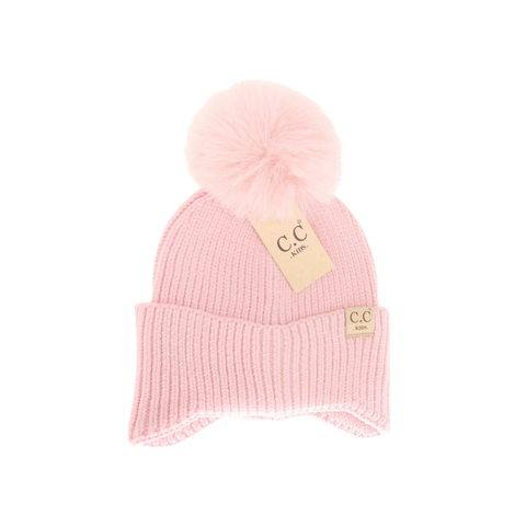 C.C Kids Ear Flap Pom Beanie