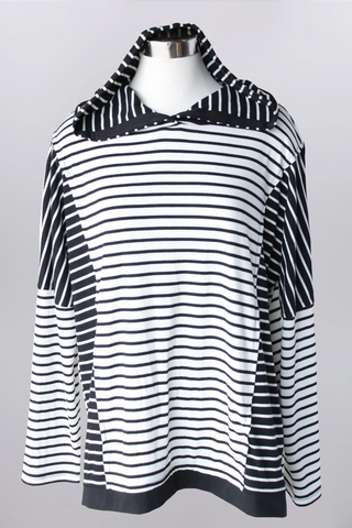 Other Side Contrasting Striped Panels Hoodie