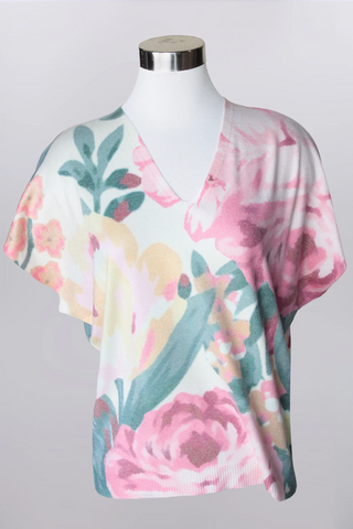 Sweet Peony Floral Print Sweater