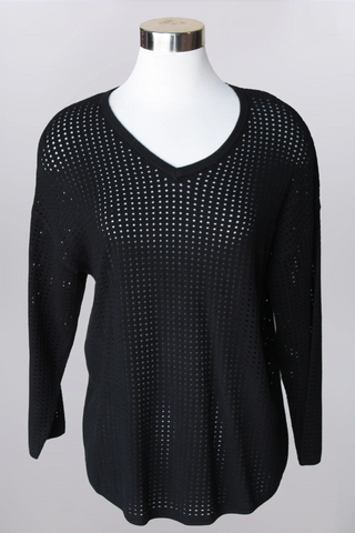 Juna Perforated V-Neck Sweater