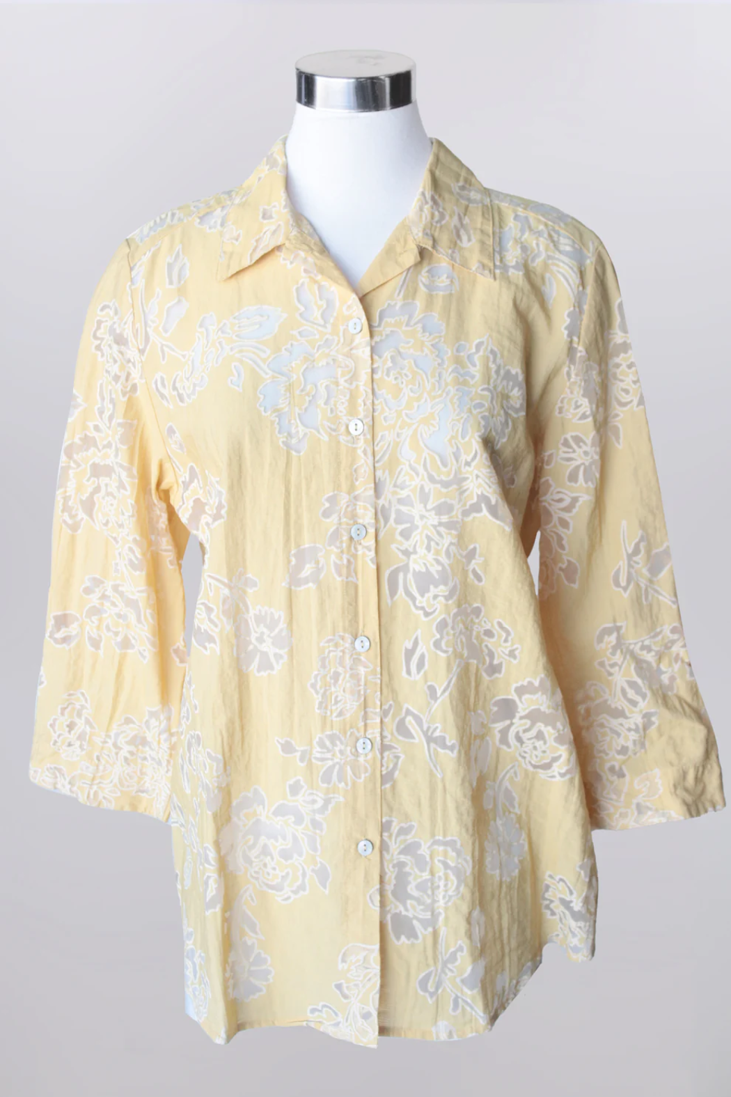 Bring Joy Floral Burnout Button Down Blouse
