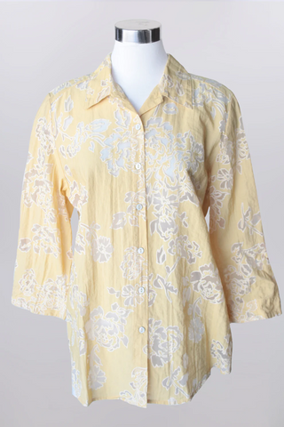 Bring Joy Floral Burnout Button Down Blouse