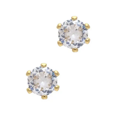 Laura Janelle Gold Round Crystal Stud Earrings
