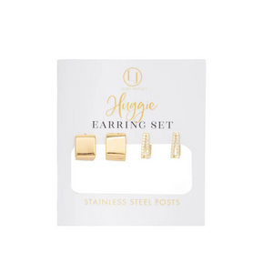 Laura Janelle Gold Square Huggie Earrings