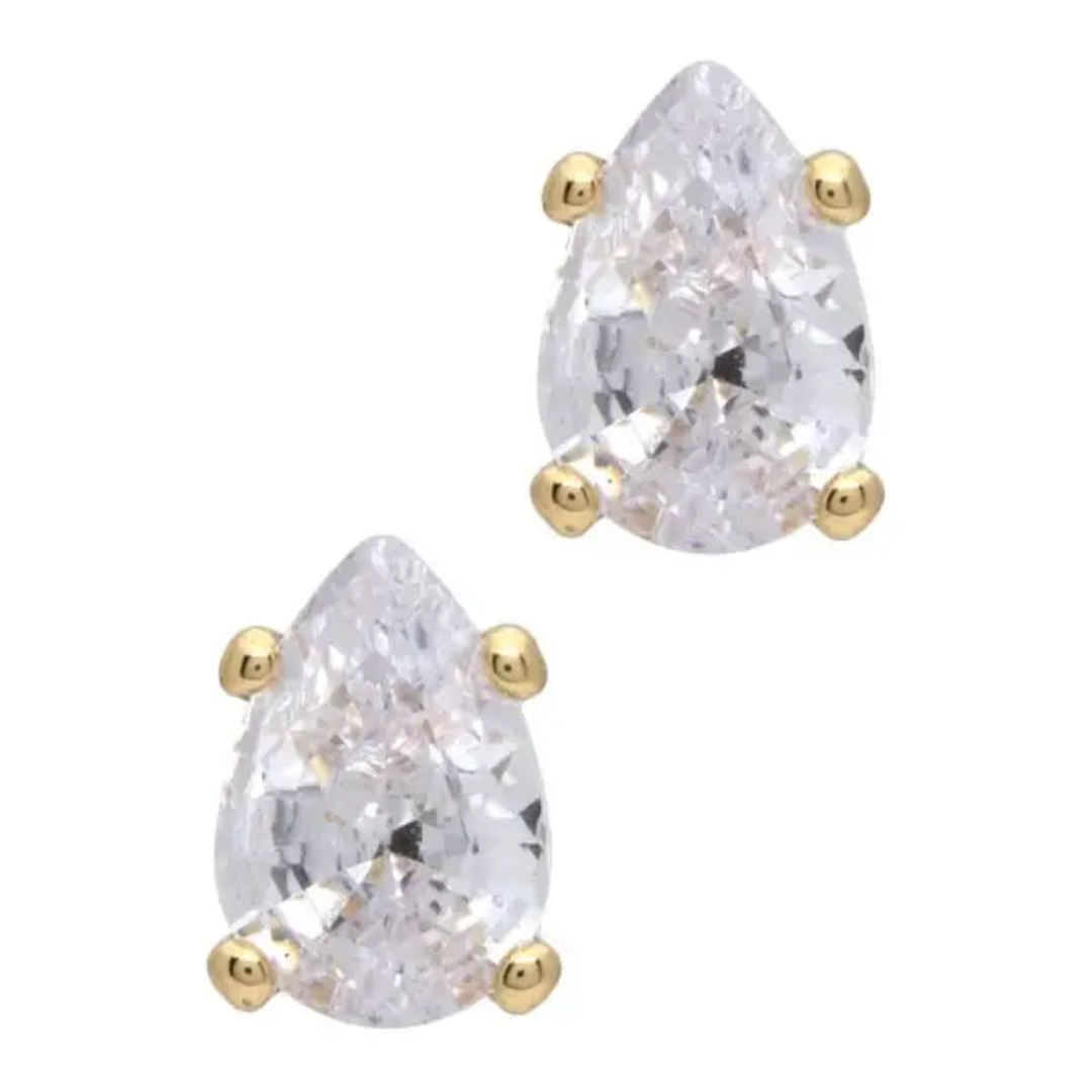 Laura Janelle Gold Tear Drop Crystal Stud Earrings