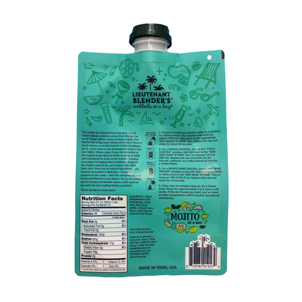 Lieutenant Blender's Cocktail Mixes - Mojito in a Bag