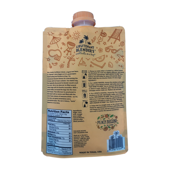 Lieutenant Blender's Cocktail Mixes - Peach Bellini in a Bag