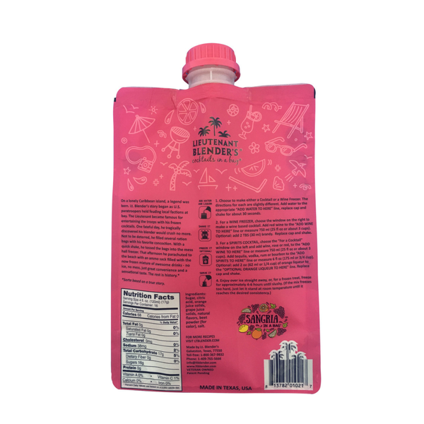 Lieutenant Blender's Cocktail Mixes - Sangria in a Bag