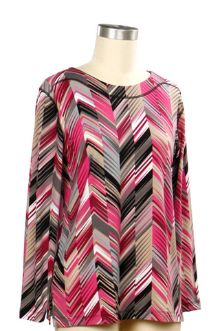 Buying Time Chevron Printed Stripe Top