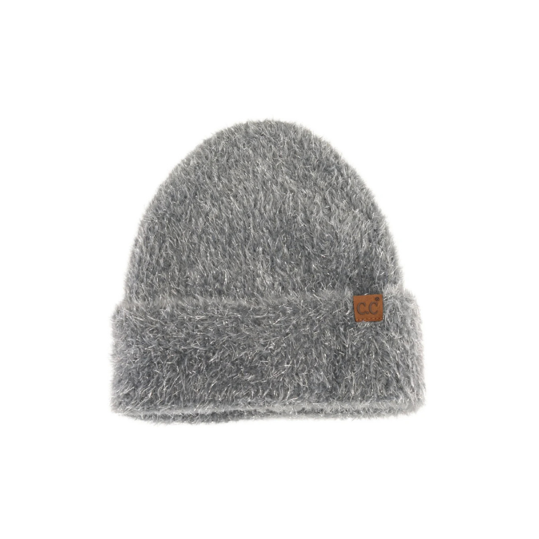 C.C Metallic Eyelash Cuff Beanie