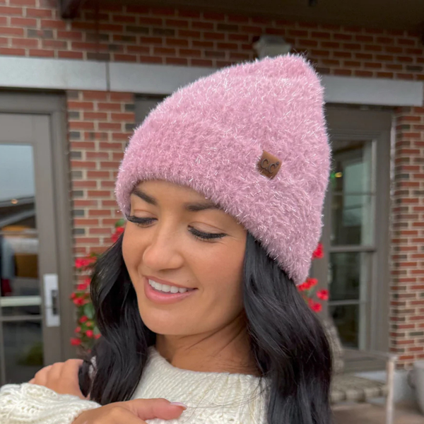 C.C Metallic Eyelash Cuff Beanie