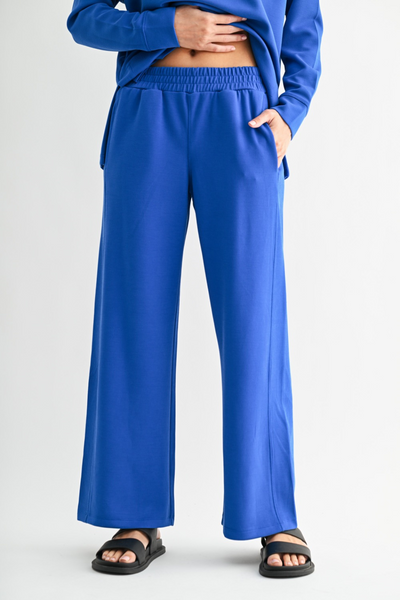 The Weekend Luxe Sand Wash Rib Wide Leg Pant