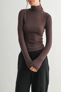 River Rhythms Micro Rib Turtleneck Top