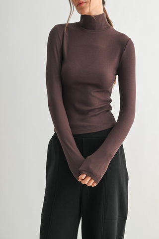 River Rhythms Micro Rib Turtleneck Top