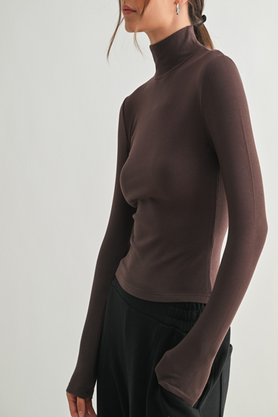 River Rhythms Micro Rib Turtleneck Top