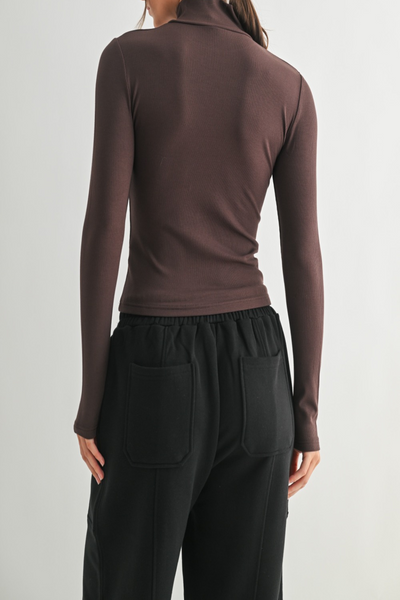 River Rhythms Micro Rib Turtleneck Top
