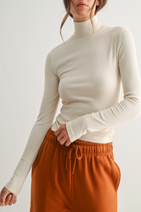 River Rhythms Micro Rib Turtleneck Top