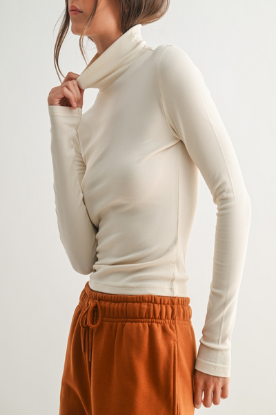 River Rhythms Micro Rib Turtleneck Top