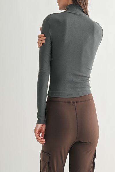 River Rhythms Micro Rib Turtleneck Top