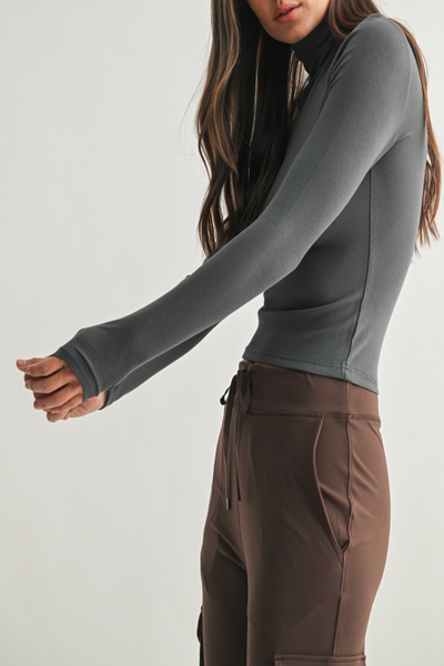 River Rhythms Micro Rib Turtleneck Top