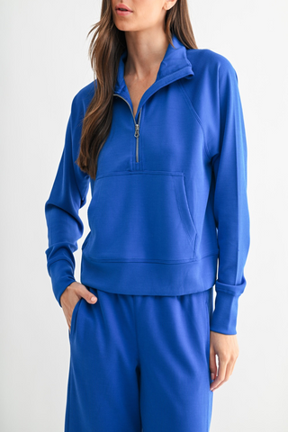 Chances Luxe Sand Wash Rib 1/4 Zip Pullover