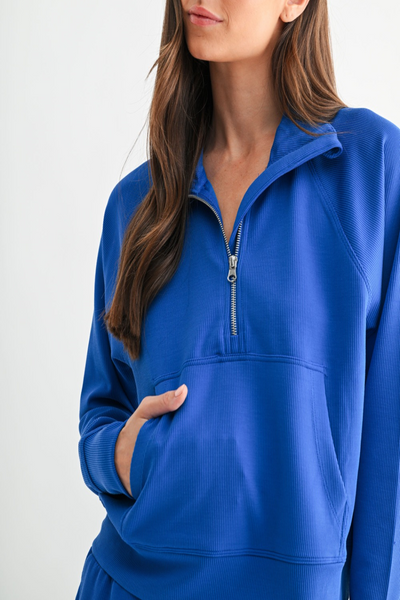 Chances Luxe Sand Wash Rib 1/4 Zip Pullover