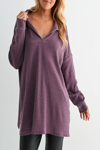 Skylight Waffle Knit Collared Pullover